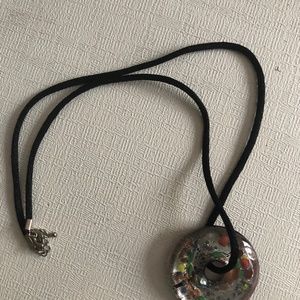 Art glass donut necklace
